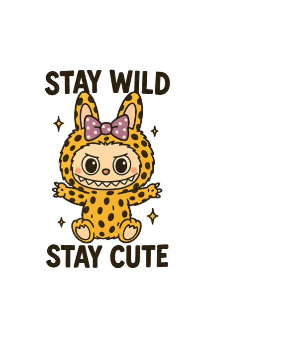 Stay wild - Labubu model alb pe tricou