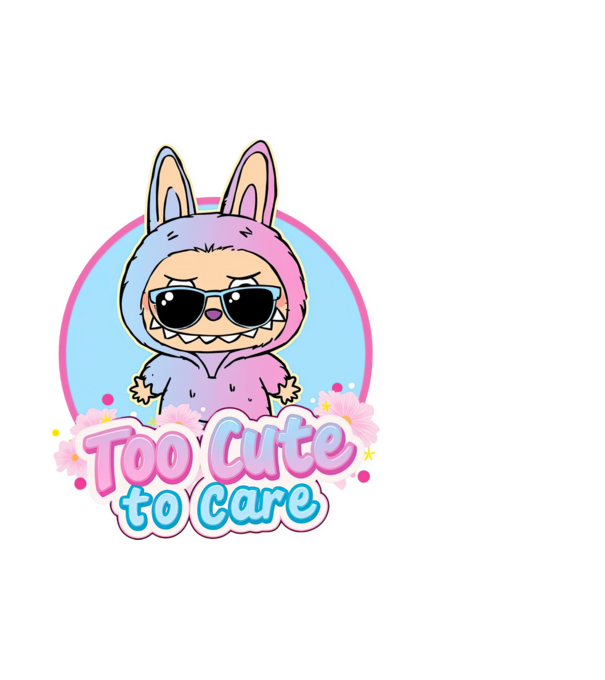 Too cute to care model alb pe tricou