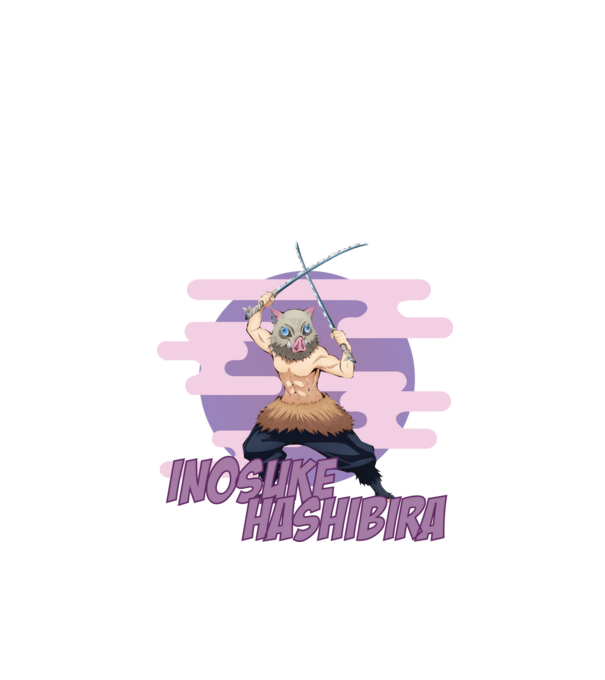 Demon Slayer Inosuke model alb pe tricou