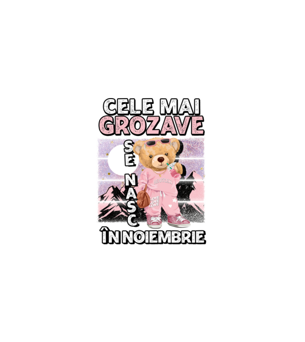 RETRO teddy fetişcană NOIEMBRIE model negru pe tricou