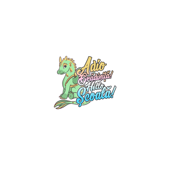 Adio grădiniță! Hello școală! model alb pe tricou