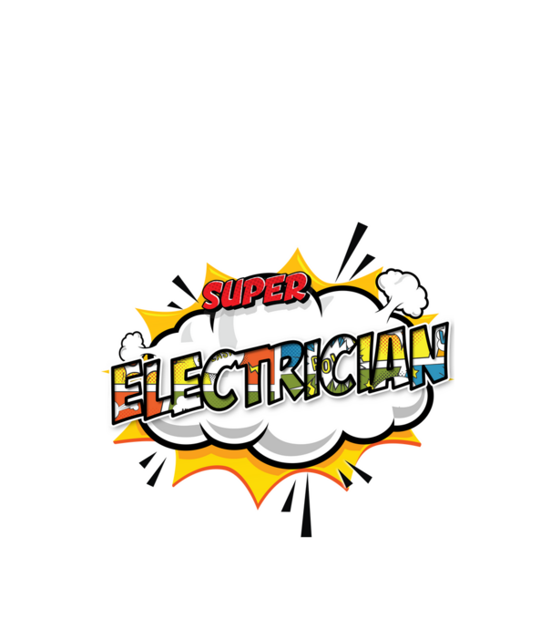 Super Electrician model alb pe tricou