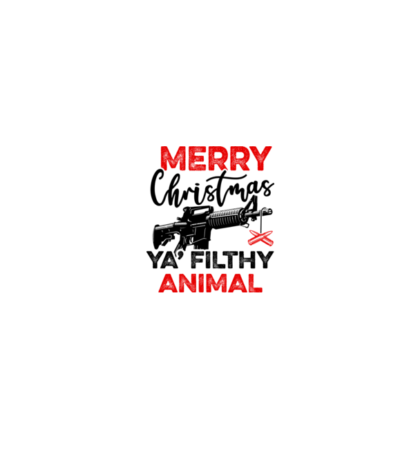 Merry Christmas Ya Filthy Animal model alb/roșu pe tricou