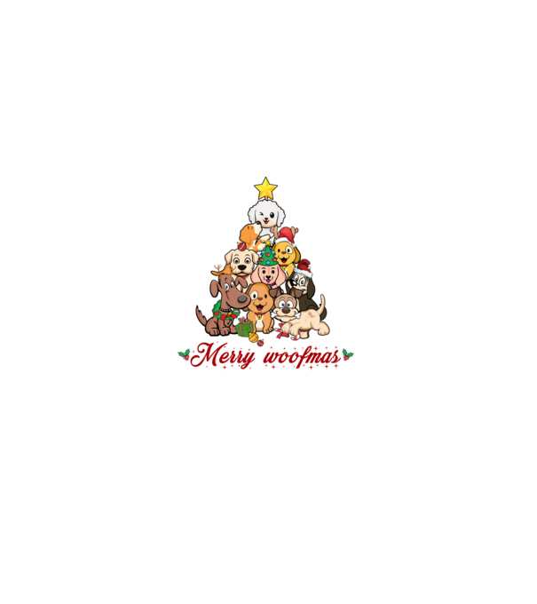 Merry woofmas model negru pe tricou