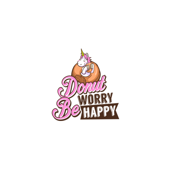 Donut worry be happy model alb pe tricou