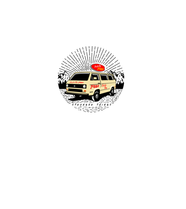 surfer boy pizza bus stranger things model gri pe tricou