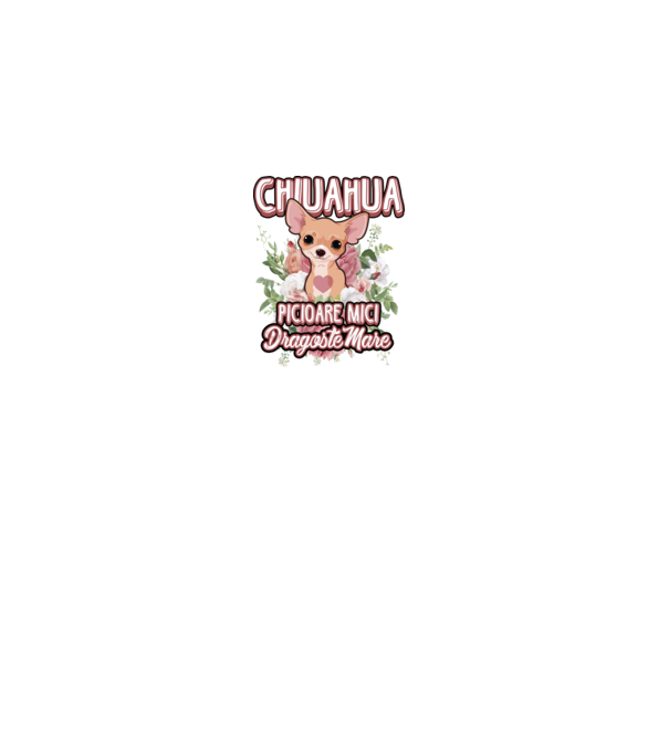 chihuahua : picioare mici dragoste mare model gri pe tricou