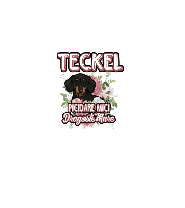 teckel : picioare mici dragoste mare model alb pe tricou