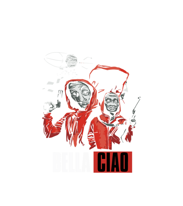 bella ciao money heist model alb pe tricou