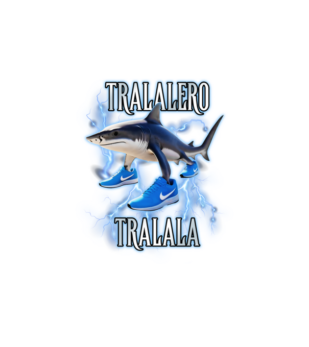 Tralalero Tralala model alb pe tricou