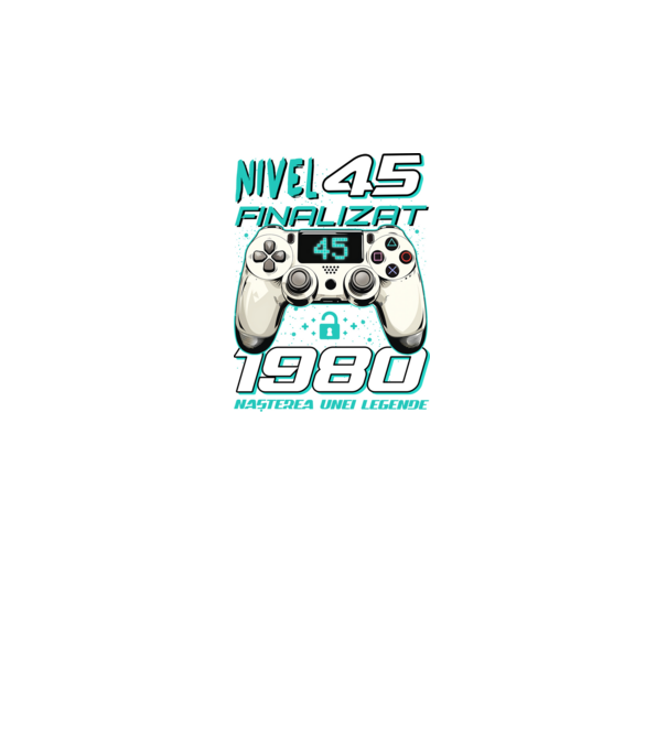 Nivel finalizat 45 1980 model negru pe tricou