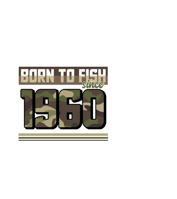 Born to fish since 1960 model negru pe tricou
