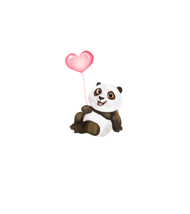 Cute panda with heart model alb pe tricou
