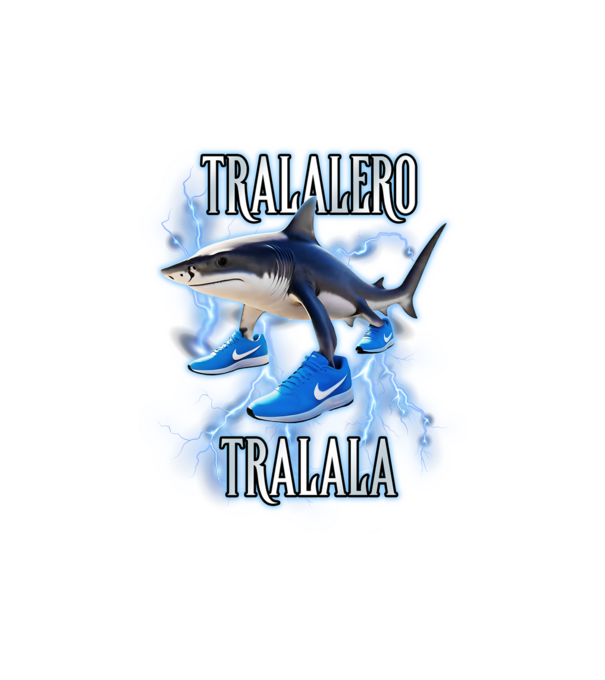 Tralalero Tralala model negru pe tricou