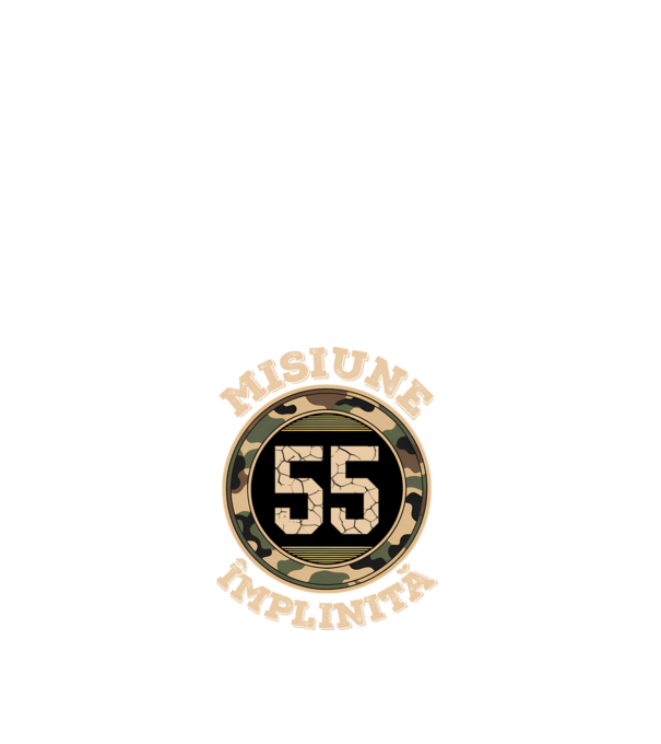Misiune împlinită 55 model alb pe tricou