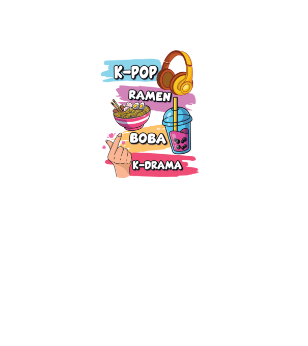 K-POP RAMEN BOBA K-DRAMA model negru pe tricou