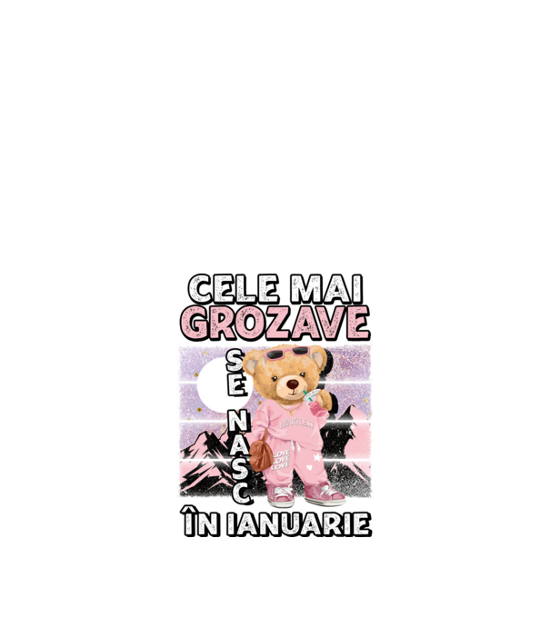 RETRO teddy fetişcană IANUARIE model negru pe tricou