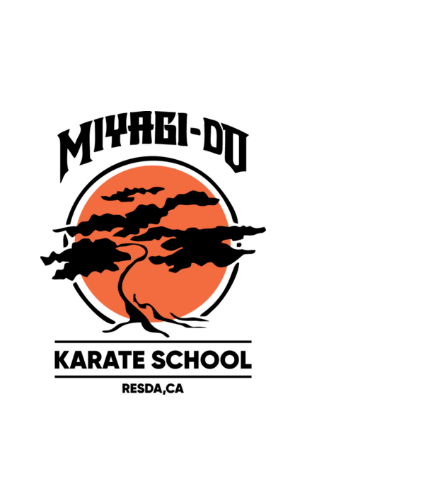 Miyagi-do karate school model alb pe tricou