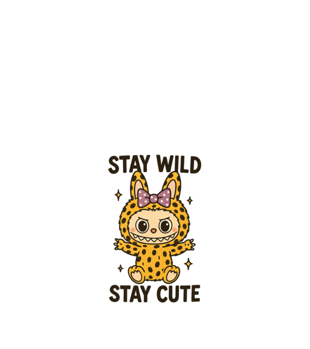 Stay wild - Labubu model alb pe tricou