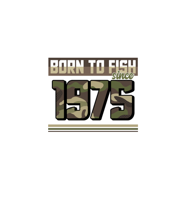 Born to fish since 1975 model negru pe tricou