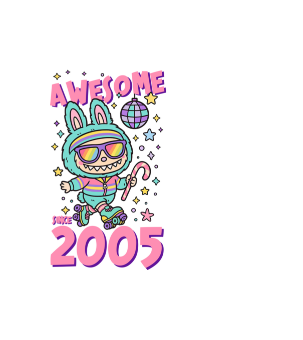 Awesome since 2005 - Labubu model alb pe tricou