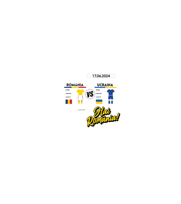ROU-UKR euro 2024 calendar model negru pe tricou