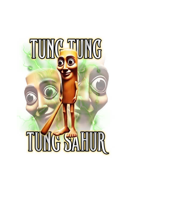 Tung Tung Tung Sahur model negru pe tricou