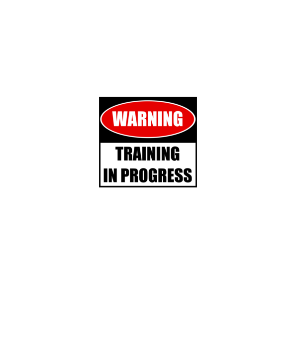 Warning Training In Progress model roșu pe tricou