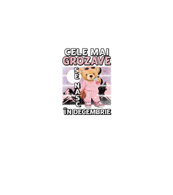 RETRO teddy fetişcană DECEMBRIE model negru pe tricou