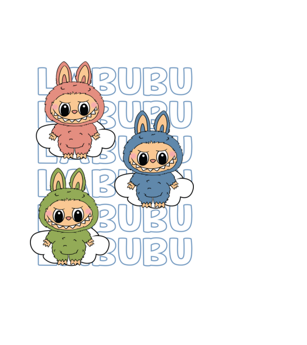 LABUBU model negru pe tricou