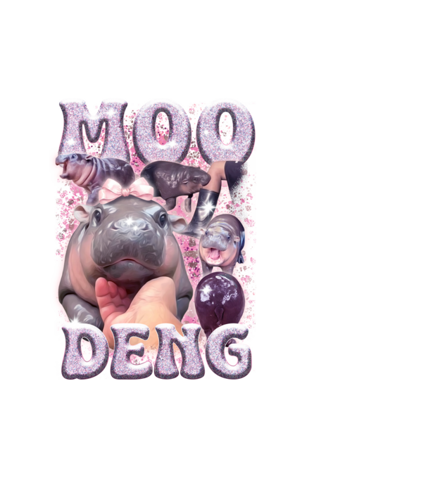 MOO DENG baby hippo model alb pe tricou