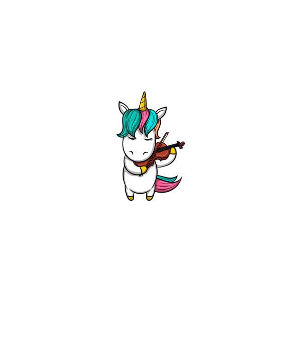 Unicorn Violin model alb pe tricou