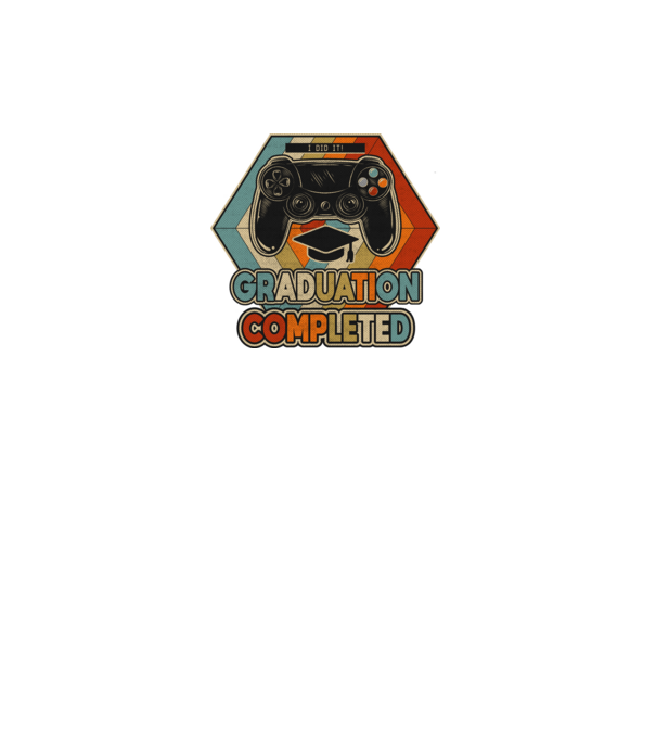 Graduatuion completed retro model alb pe tricou