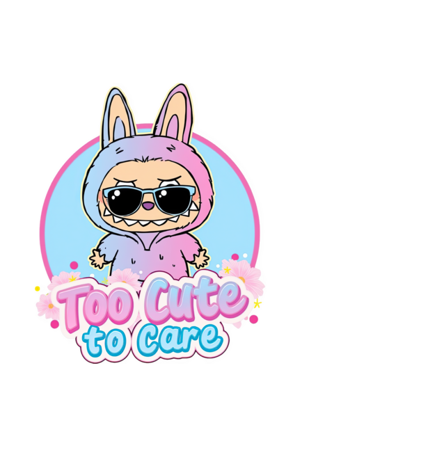 Too cute to care model negru pe tricou