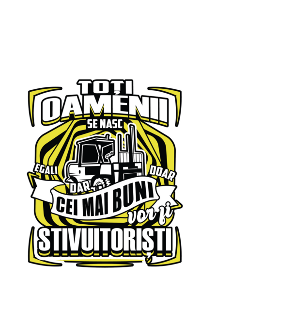 Toți oamenii stivuitoriști model alb pe tricou