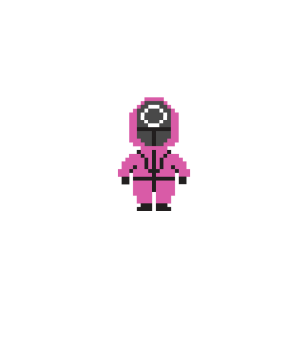 squid game pixel model negru pe tricou