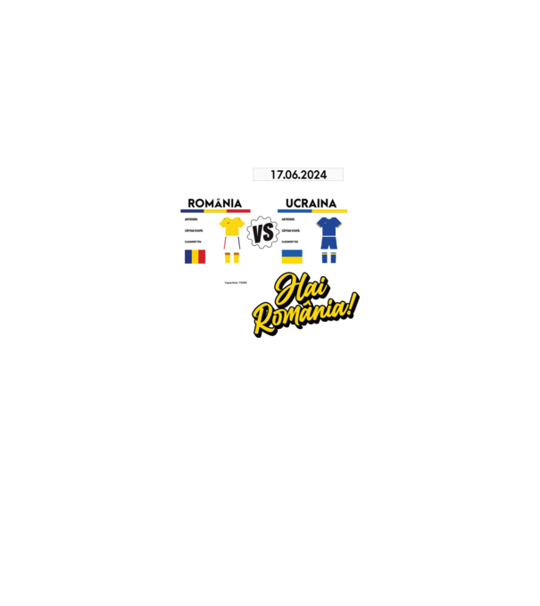 ROU-UKR euro 2024 calendar model negru pe tricou