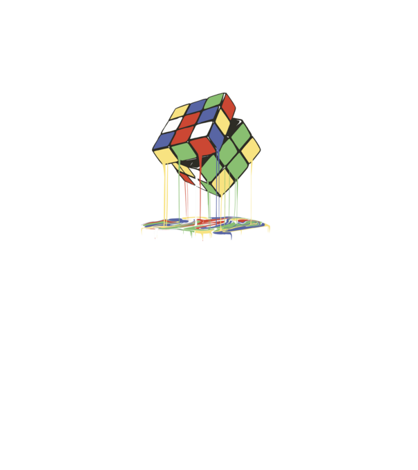 Melting Rubik cube model turcoaz pe tricou