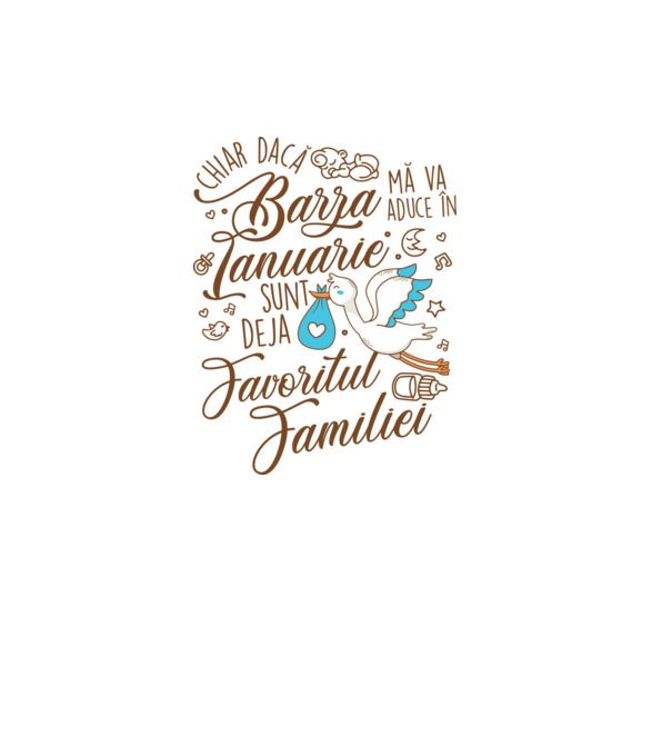 Favoritul familiei IANUARIE model alb pe tricou