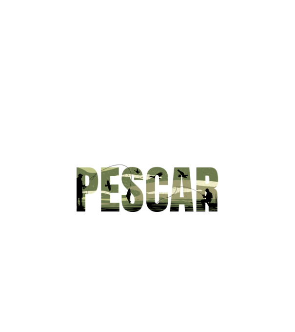PESCAR model negru pe tricou
