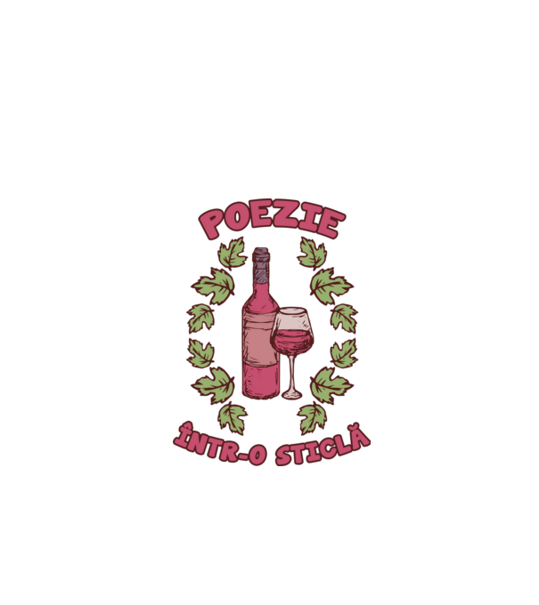 Poezie într-o sticlă model alb pe tricou