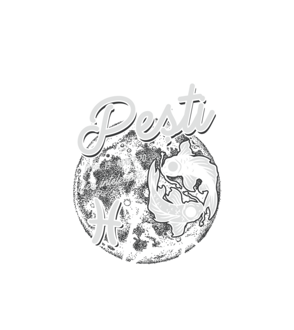 Zodiac femeie PEȘTI retro model alb pe tricou