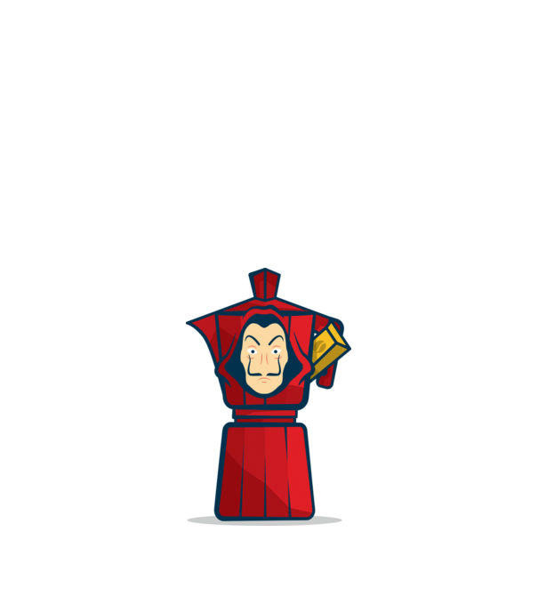 money heist coffee model alb pe tricou