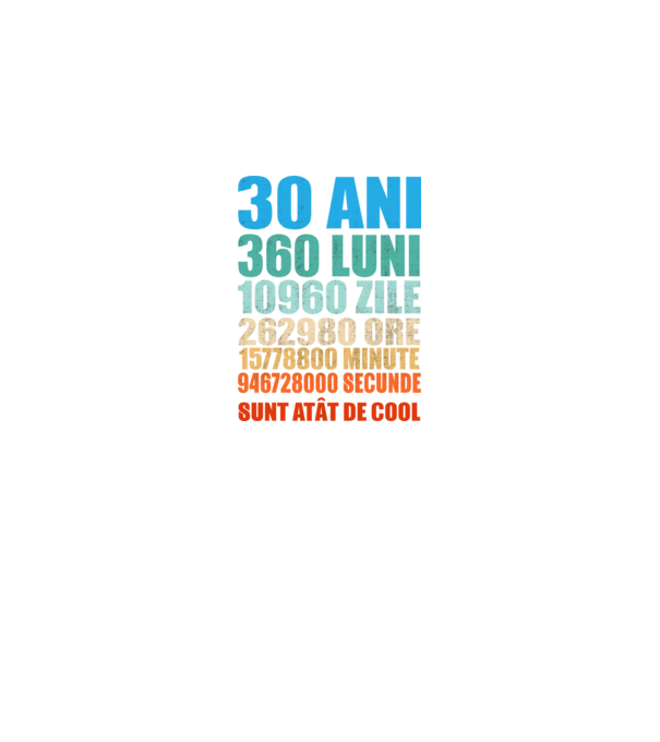 De 30 ani - luni - zile - ore - minute - secunde - sunt atât de cool model negru pe tricou