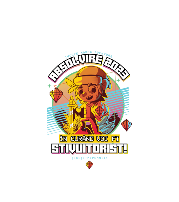 absolvire 2023 stivuitorist model alb pe tricou