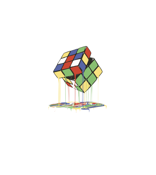 Melting Rubik cube model negru pe tricou
