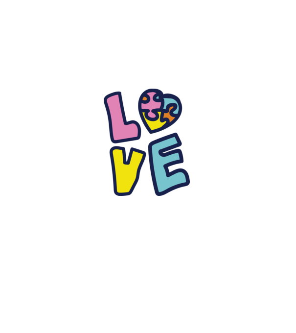 Ziua Mondială a Autismului LOVE model alb pe tricou