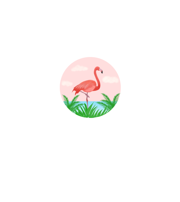 Flamingo model alb pe tricou