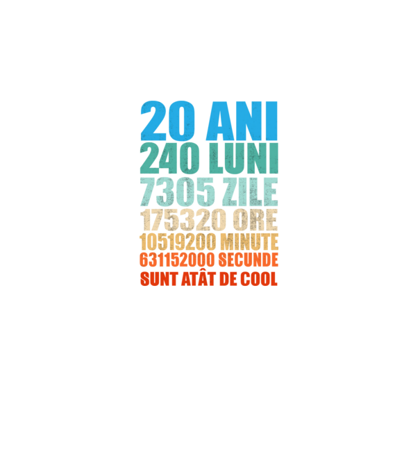 De 20 ani - luni - zile - ore - minute - secunde - sunt atât de cool model negru pe tricou
