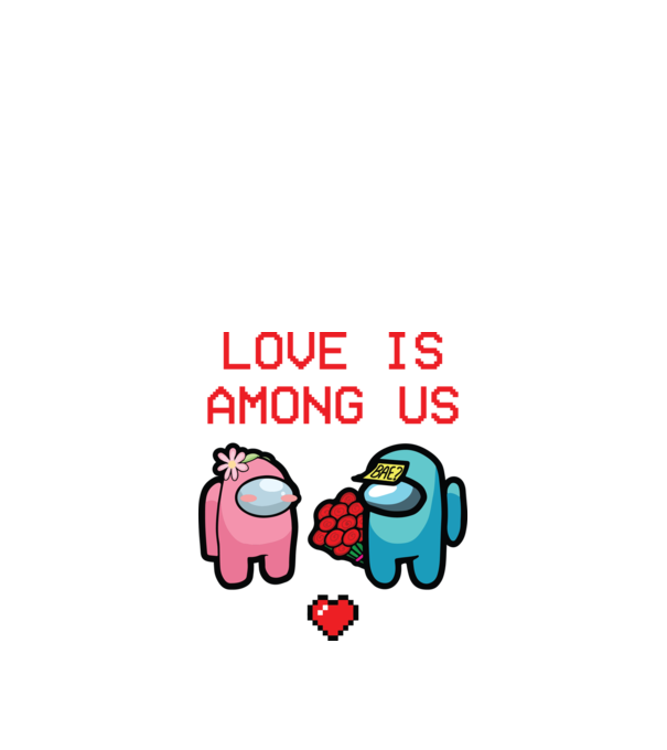 Among us love model alb pe tricou